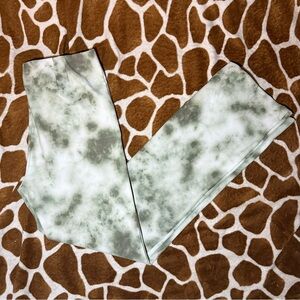 Zara Green and White Tie Dye Flare Leggings Plus Size XL